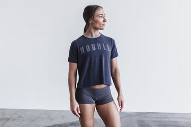 Nobull Boxy Women's T Shirts Navy | Australia (AP4715)